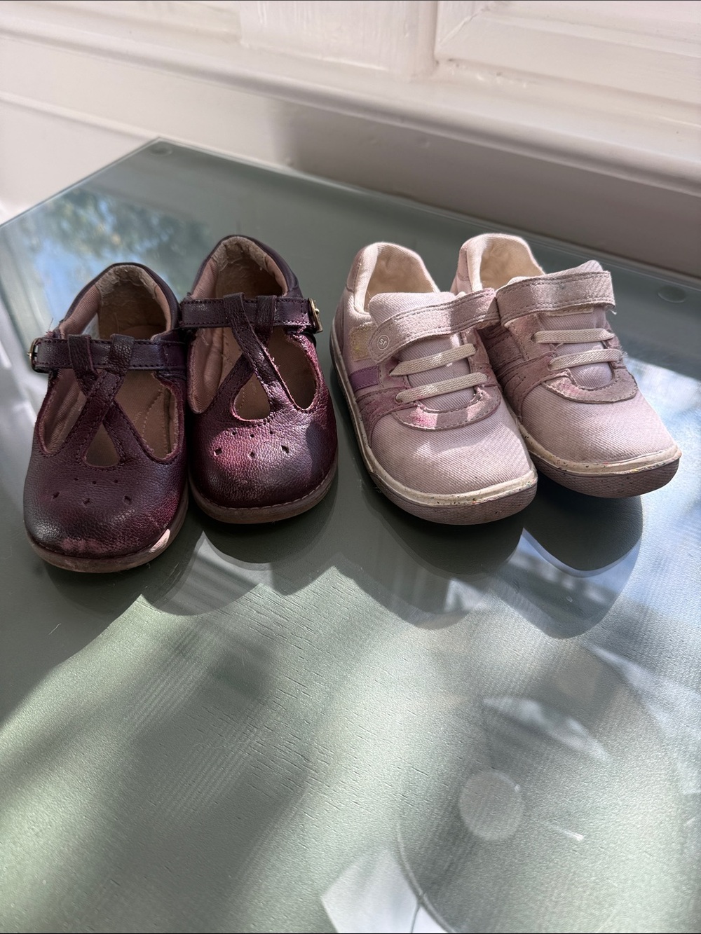 8W Toddler Girls Purple Dress Shoes and Sneaker bundle